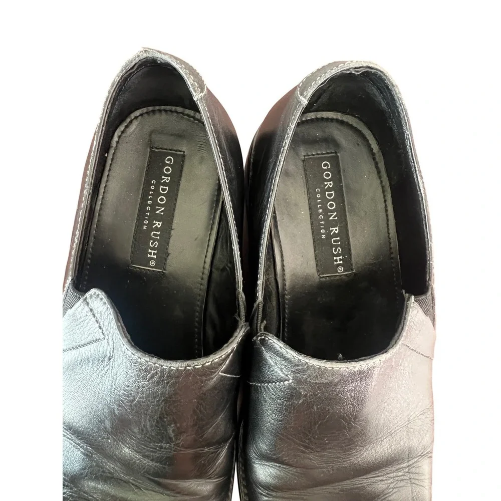 Gordon‎ Rush 51201 Mens Black Leather Square Toe Slip On Loafers Italy Size 9